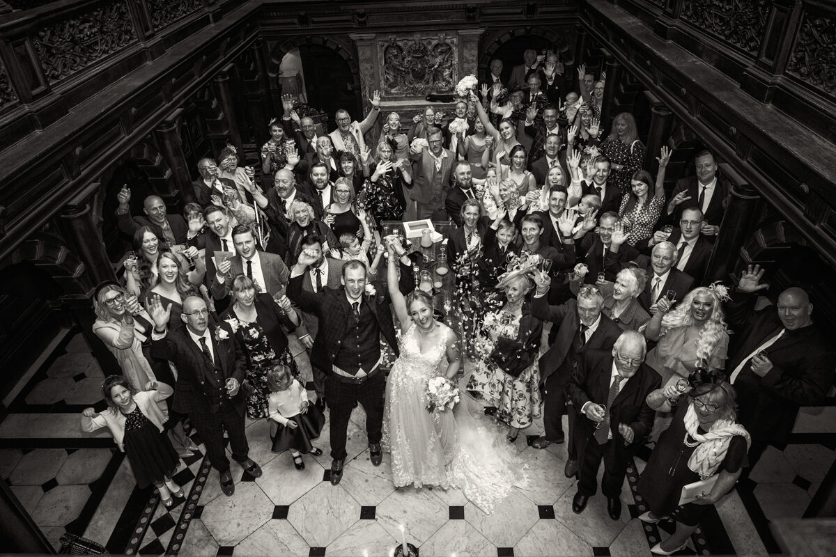 crewe hall wedding venue large group shot