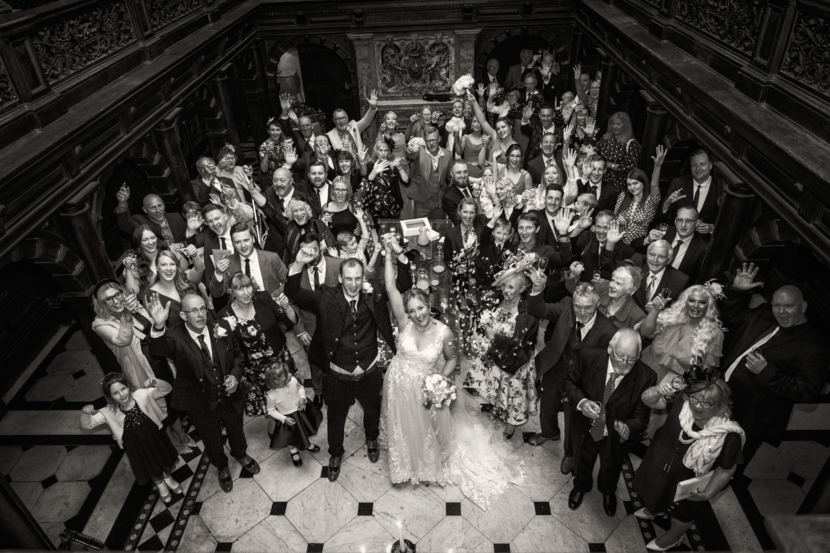crewe hall wedding venue large group shot