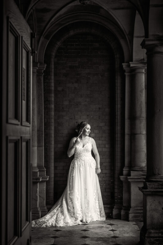 dramatic black and white wedding photography