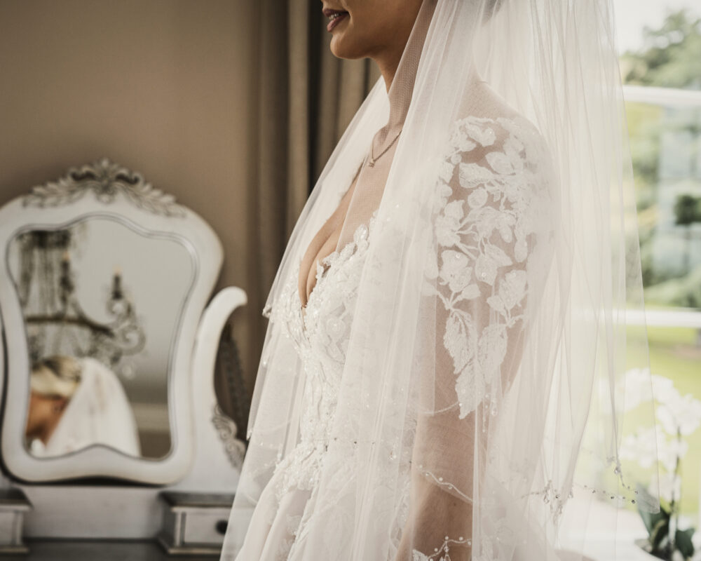 designer wedding dress lace sleeves