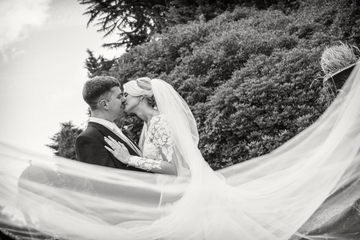 black and white veil photography