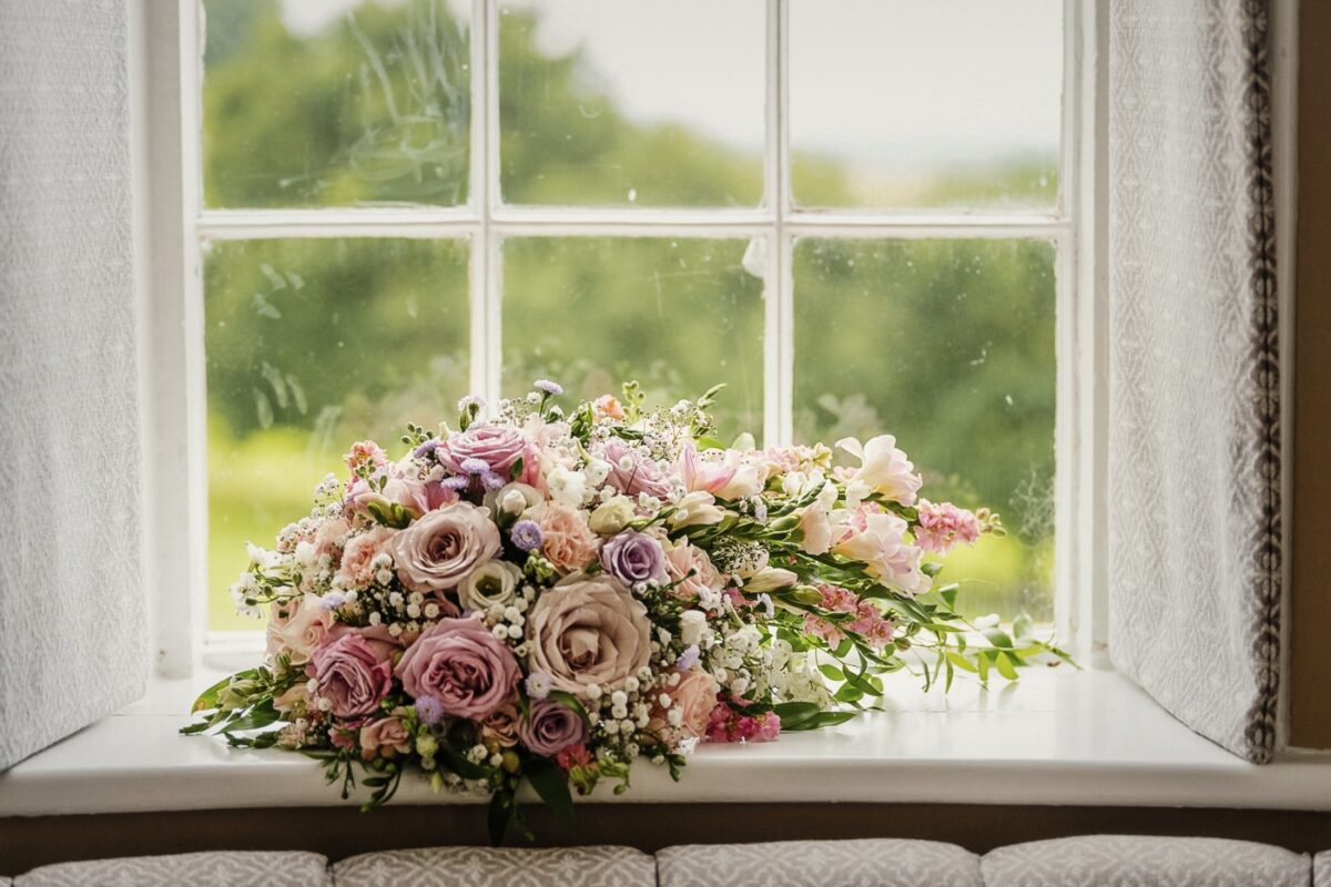 red floral wedding bouquet