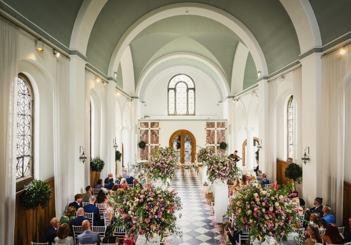chapel hawkstone hall red floral architecture