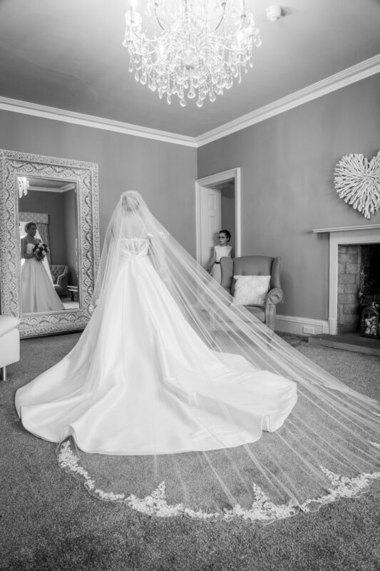 Martina Liana silk wedding dress cathedral veil