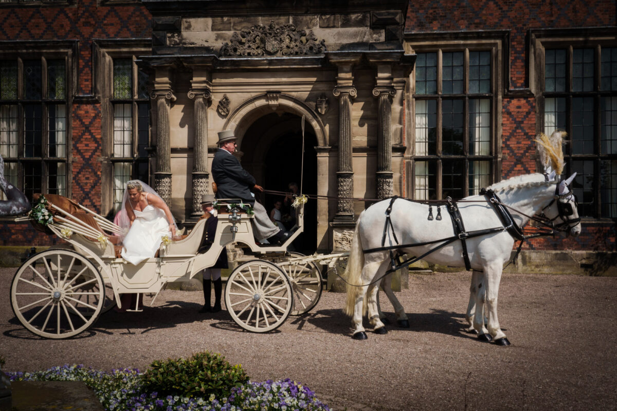 horse drawn carriage wedding arley hall