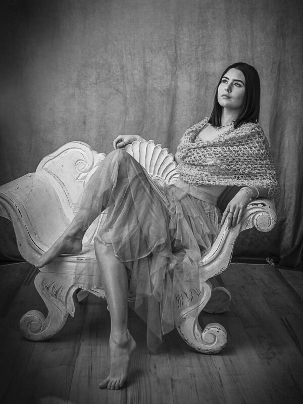 studio black and white model portraits
